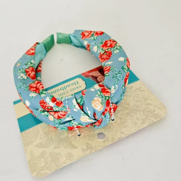Pioneer Woman | Blue Breezy Blossom Vintage Floral Headbands Set of 3 Red Blue - Picture 6 of 9
